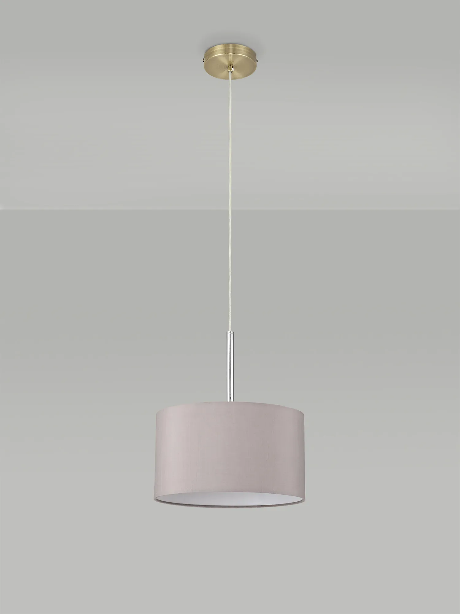Baymont 30cm Pendant 1 Light Antique Brass, Grey DK0206  Deco Baymont AB GR